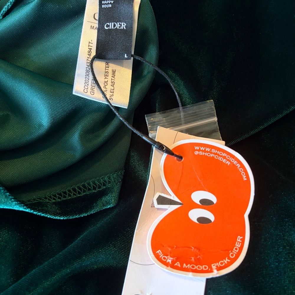 Cider Teal Velvet Midi Slip Dress with Covered Buttons - Picture 4 of 4